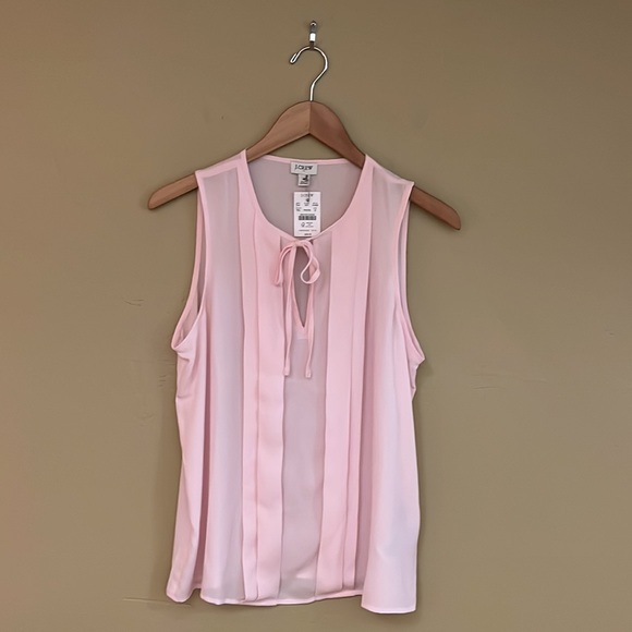 NWOT J.Crew Factory | Tie-front sleeveless blouse | Light Pink | Size M - Picture 5 of 14